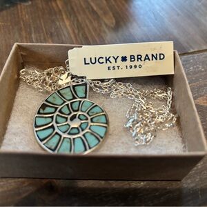 Lucky Brand Silver-Tone Turquoise Inlay Nautilus Pendant Necklace and earrings